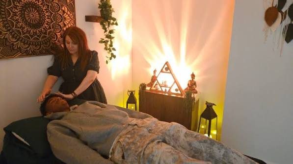The treatment room at 341 Middlewood Road, with soft lighting, a treatment couch and calming decor